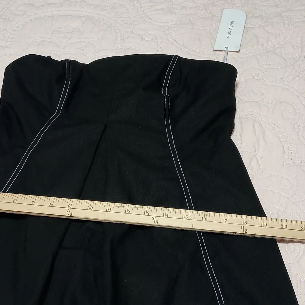 Mon Renn NWT Black Strapless A-Line Dress with Contrast Stitching - Picture 5 of 9